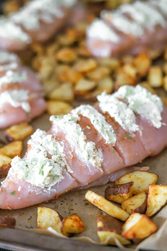 Easy Sheet Pan Goat Cheese Pesto Chicken — Honest Grub, Honest Foodie